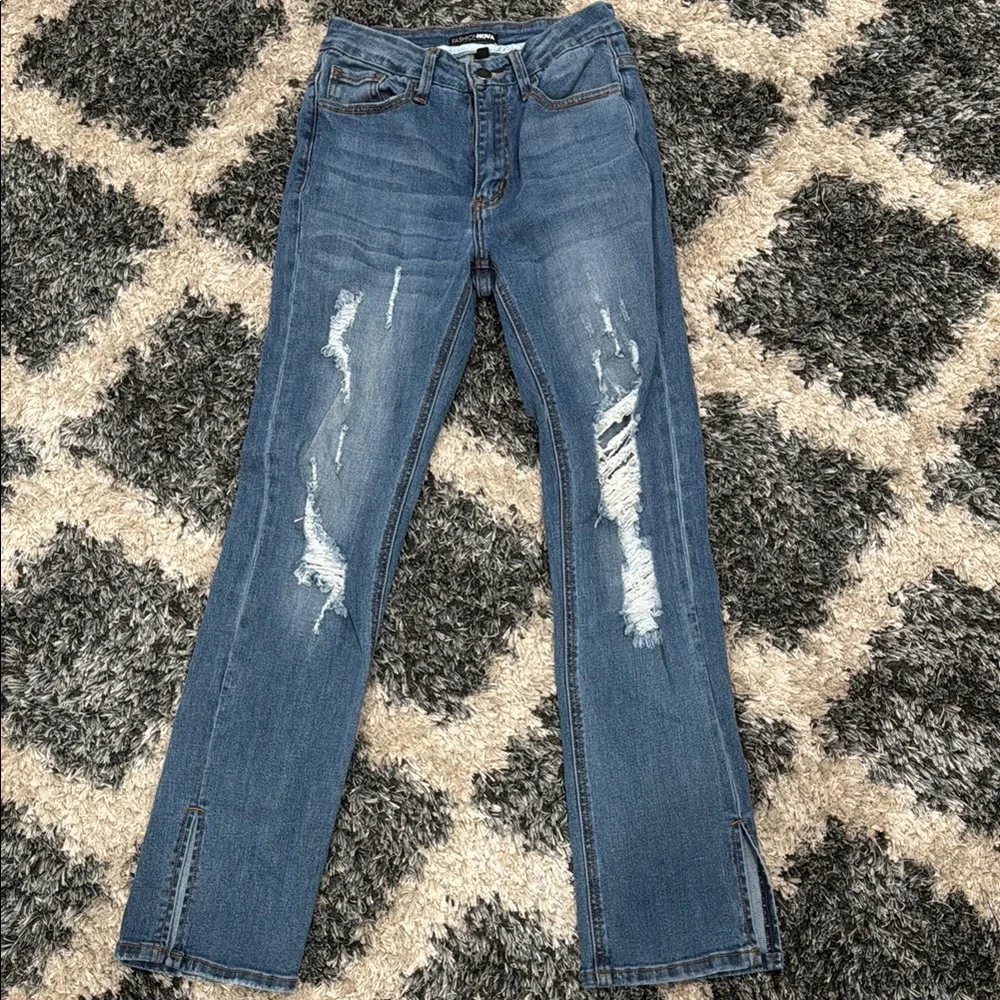 Distressed Blue Jeans - Picture 2 of 3